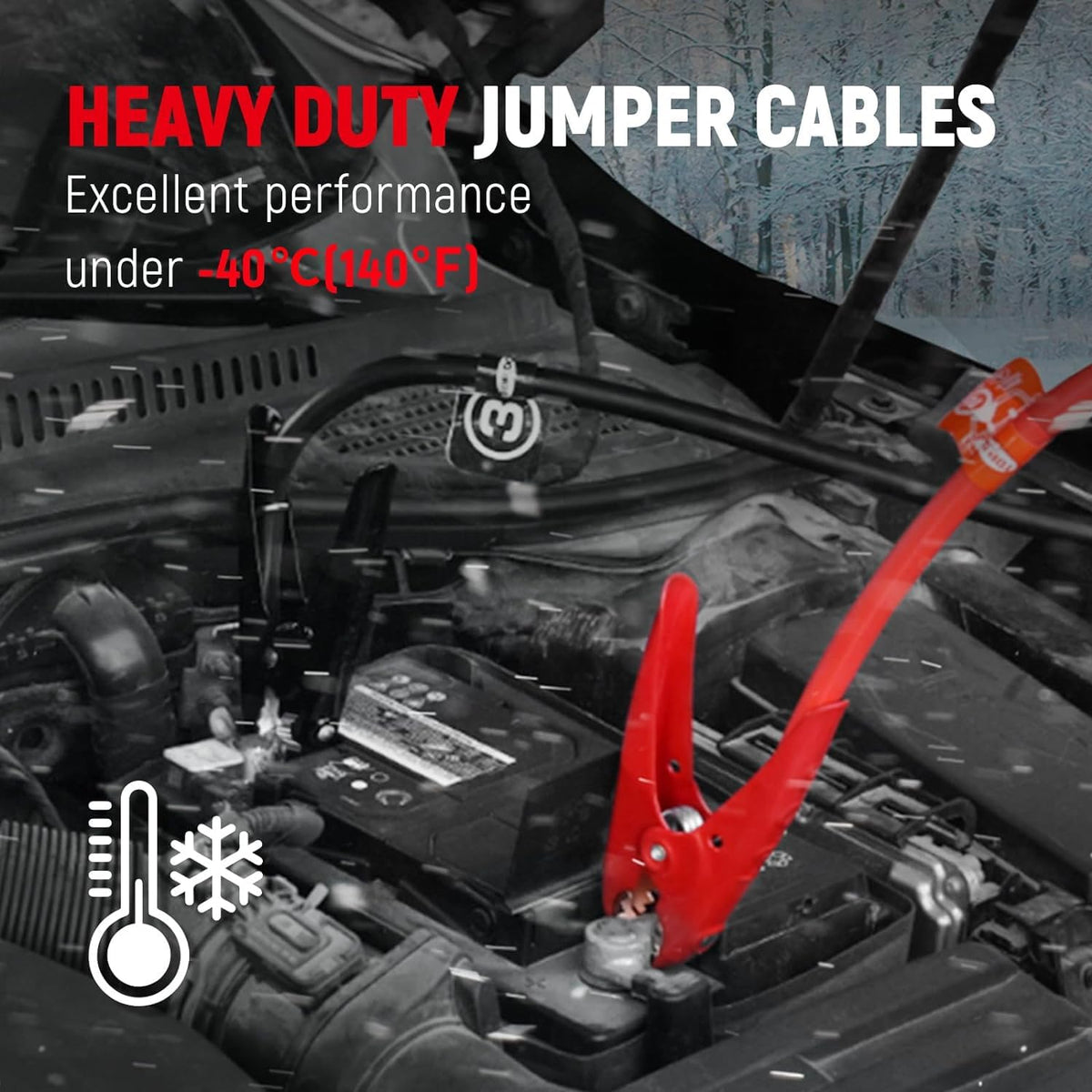 TOPDC 2 Gauge 20 Feet Heavy Duty Jumper Cables for Car, SUV and Truck