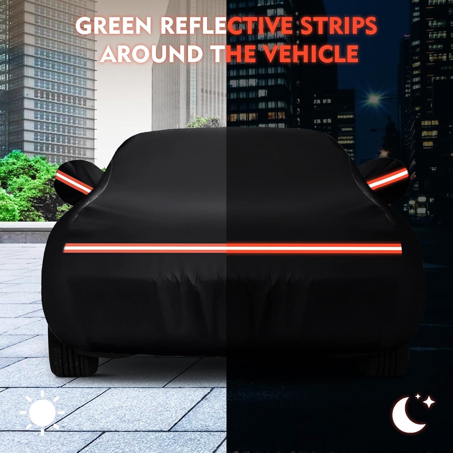 QUNSUNUS 6 Layer Car Cover for Ford Mustang 1964-1968 Waterproof All Weather 420D Windproof for Ford Mustang Car Cover Hail Protection with Zipper