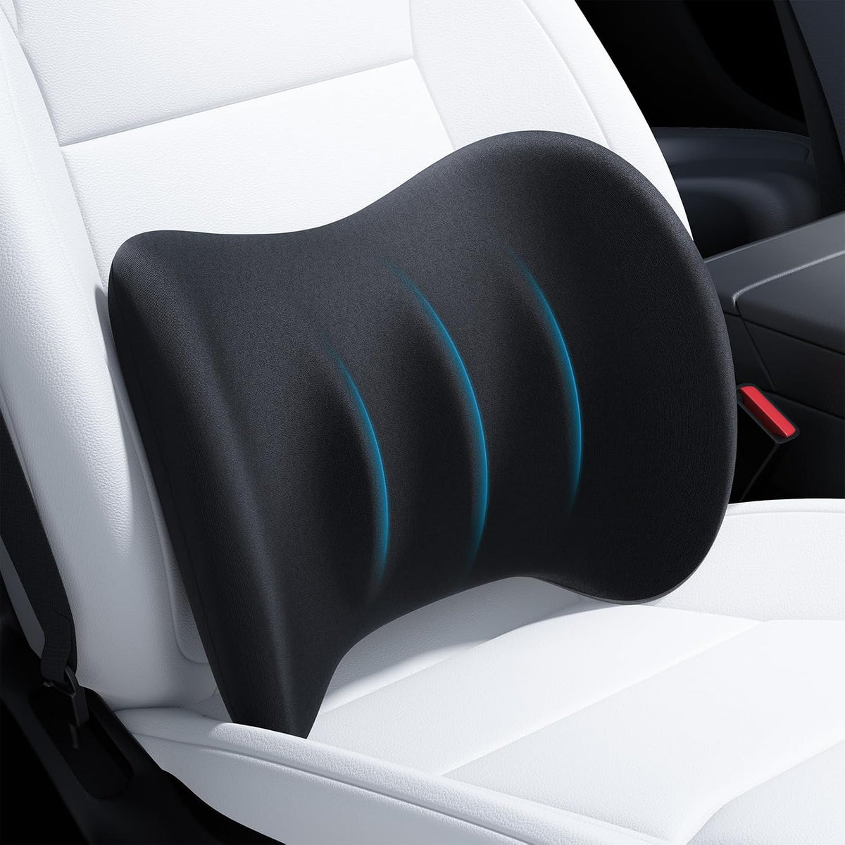 Wigoo Lumbar Support Pillow for Car-Office Chair, Black 1-Pack