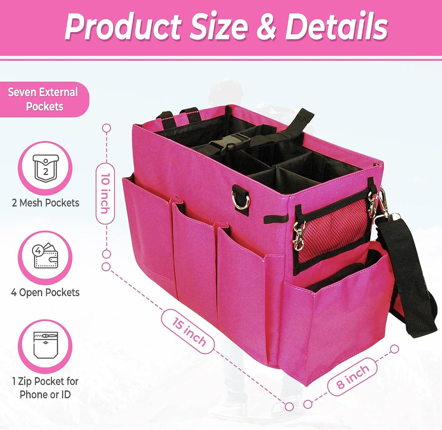 Car Trunk Organizer - Large Capacity Storage Bag with Adjustable Straps | Collapsible Auto Organizer for SUV Sedan Backseat | Durable Easy Clean Pink