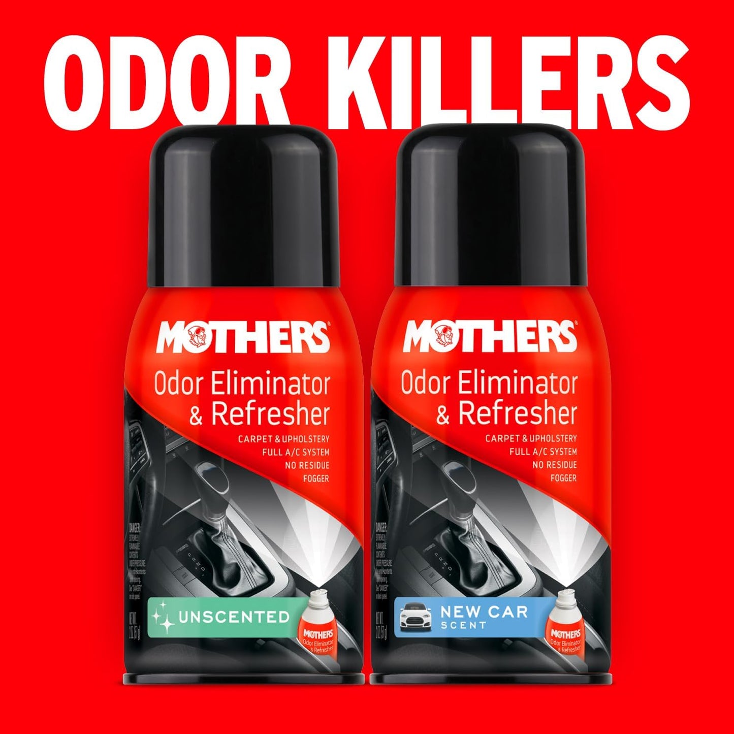 Mothers Odor Eliminator & Refresher, New Car Scent, 2 oz. Aerosol (06811) | Whole-Car Fogger Neutralizes Smoke, Pet, Food & Mildew Odors with CMM® Technology, Freshens Cabin & Vent Ducts