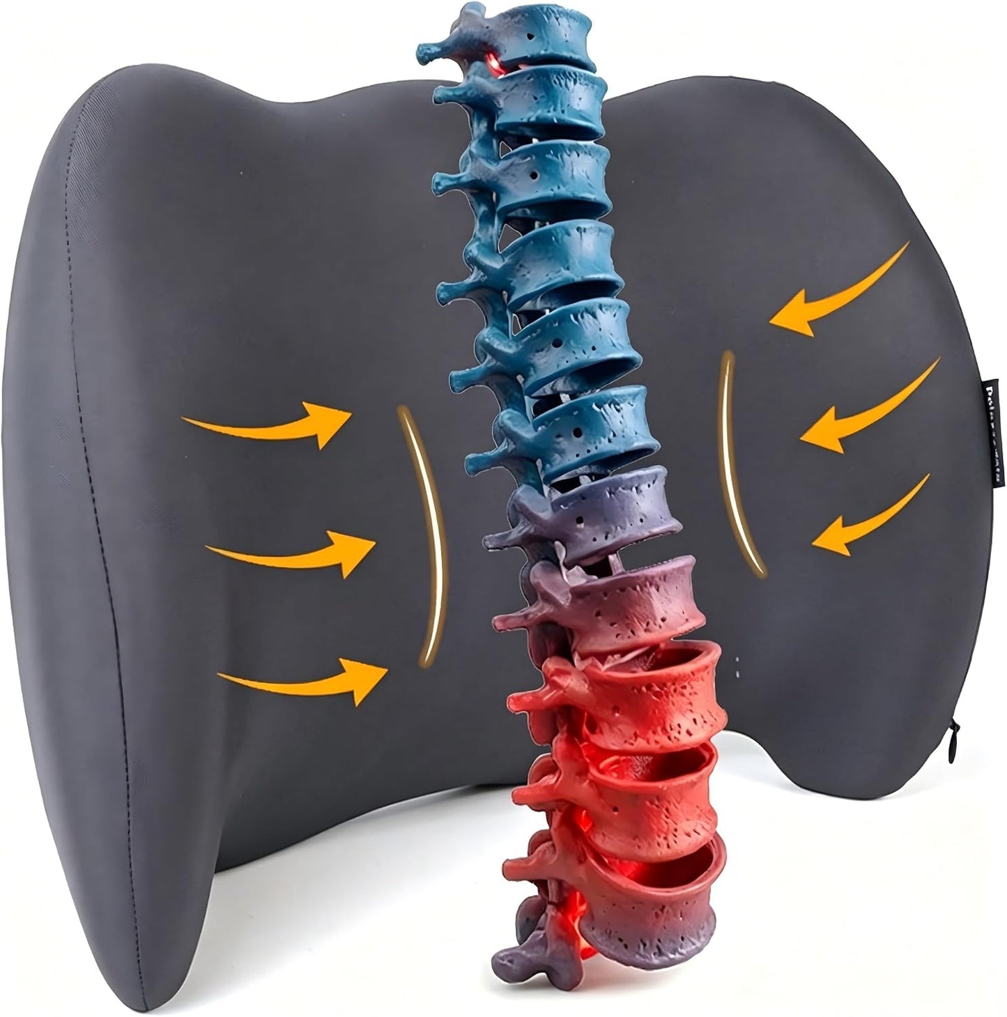 Lumbar Support Pillow Memory Foam Back Cushion for Sciatica & Lower Back Pain Relief Orthopedic Posture Corrector for Office Chair Gaming Chair Car Seat Breathable Washable Dark Gray
