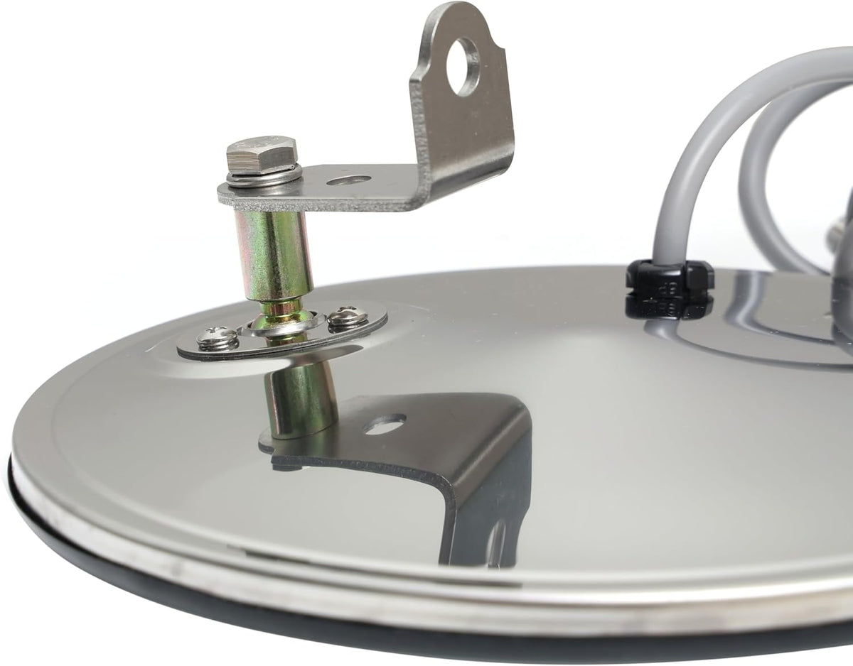 Stainless Steel 8" Convex Blind Spot Mirror with L Bracket,Heated. Smooth back surface version.