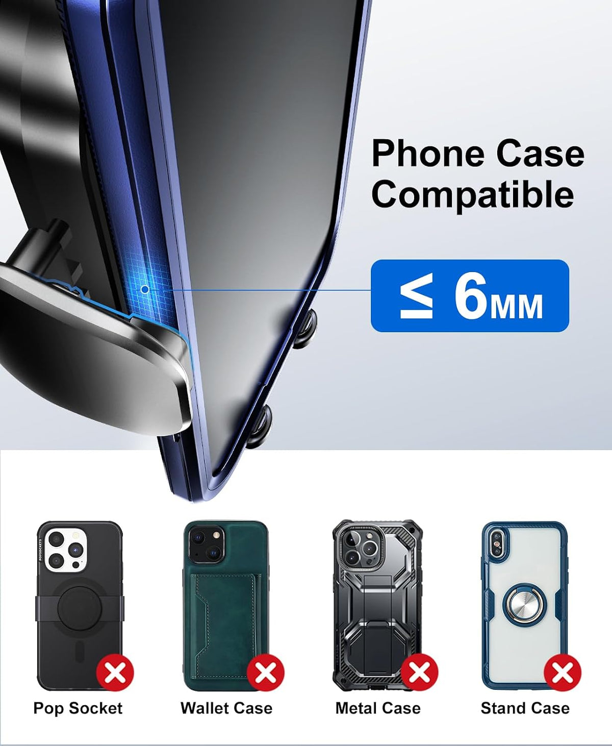 Beeasy Wireless Car Charger, 15W Fast Car Mount Charger 360° Rotation Automatic Clamping&One-Touch Release Car Vent Phone Mount Compatible with iPhone12-17, Samsung, Android Smartphones