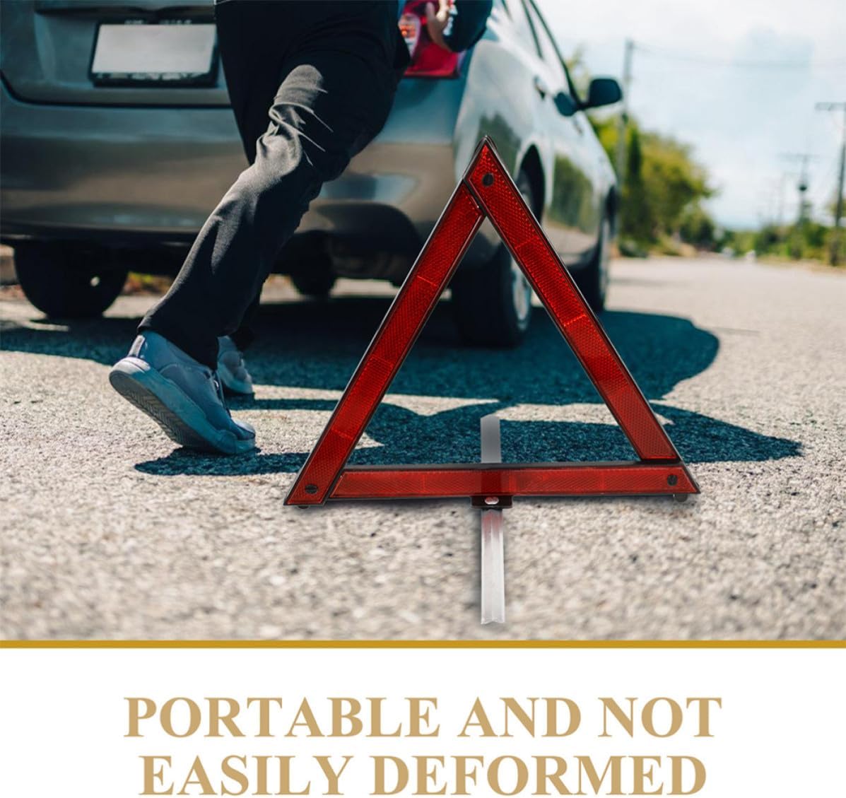 Homoyoyo 4pcs Reflective Triangle Warning Signs for Car Emergency Safety