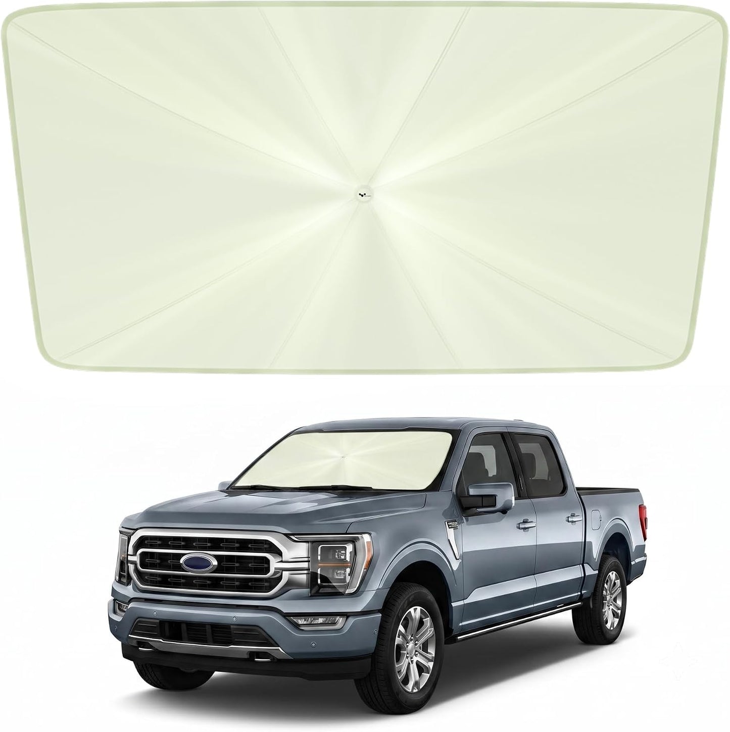 helloleiboo Car Windshield Sun Shade Umbrella 57" x 32", Windshield Sun Shade Foldable with 5-Layer Thickened Vinyl Coating Reflective Heat & UV Protection Fits Most Sedans & Compact SUVs