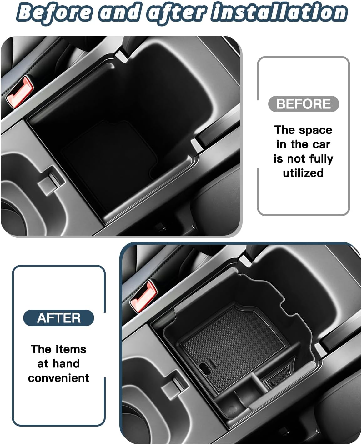 Ruiya Center Console Organizer for Acura Integra 2026 Accessories ABS Material with Coin Storage Armrest Console Organizer Compatible with 2023-2026 Acura Integra (Only for 6MT)