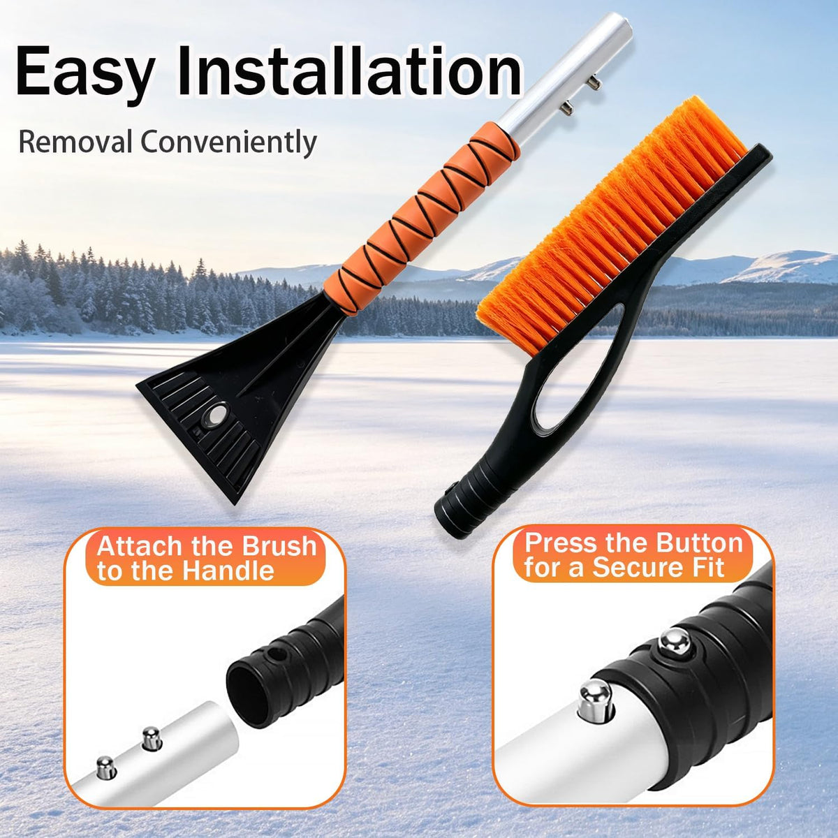 2 Pack Snow Brush, Portable Ice Scrapers for Car Windshield 25"
