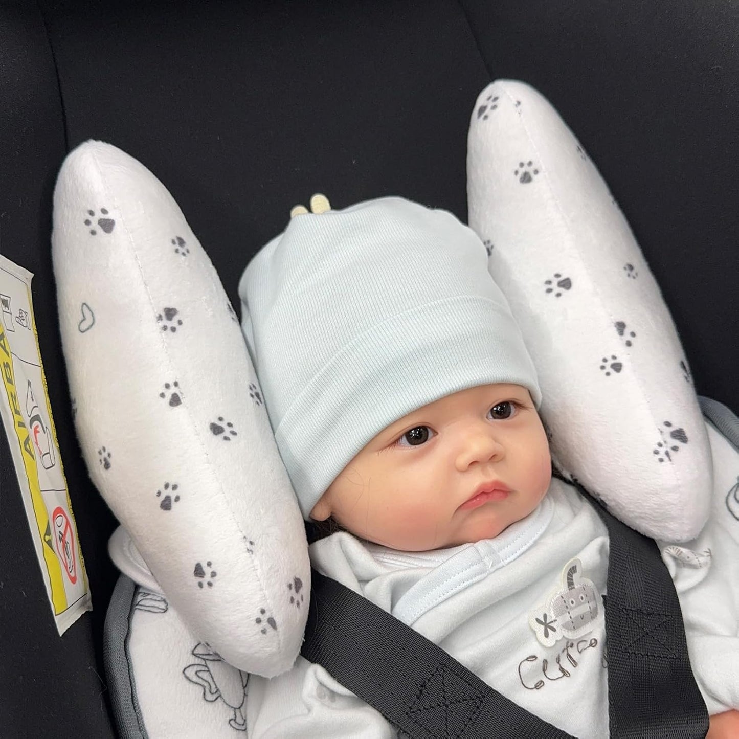 Adjustable Baby Head Neck Support Pillow for Car Seat and Stroller - Soft and Lightweight Cushion for Travel and Daily Use, with Cute Cat Paw Print Pattern Baby Travel