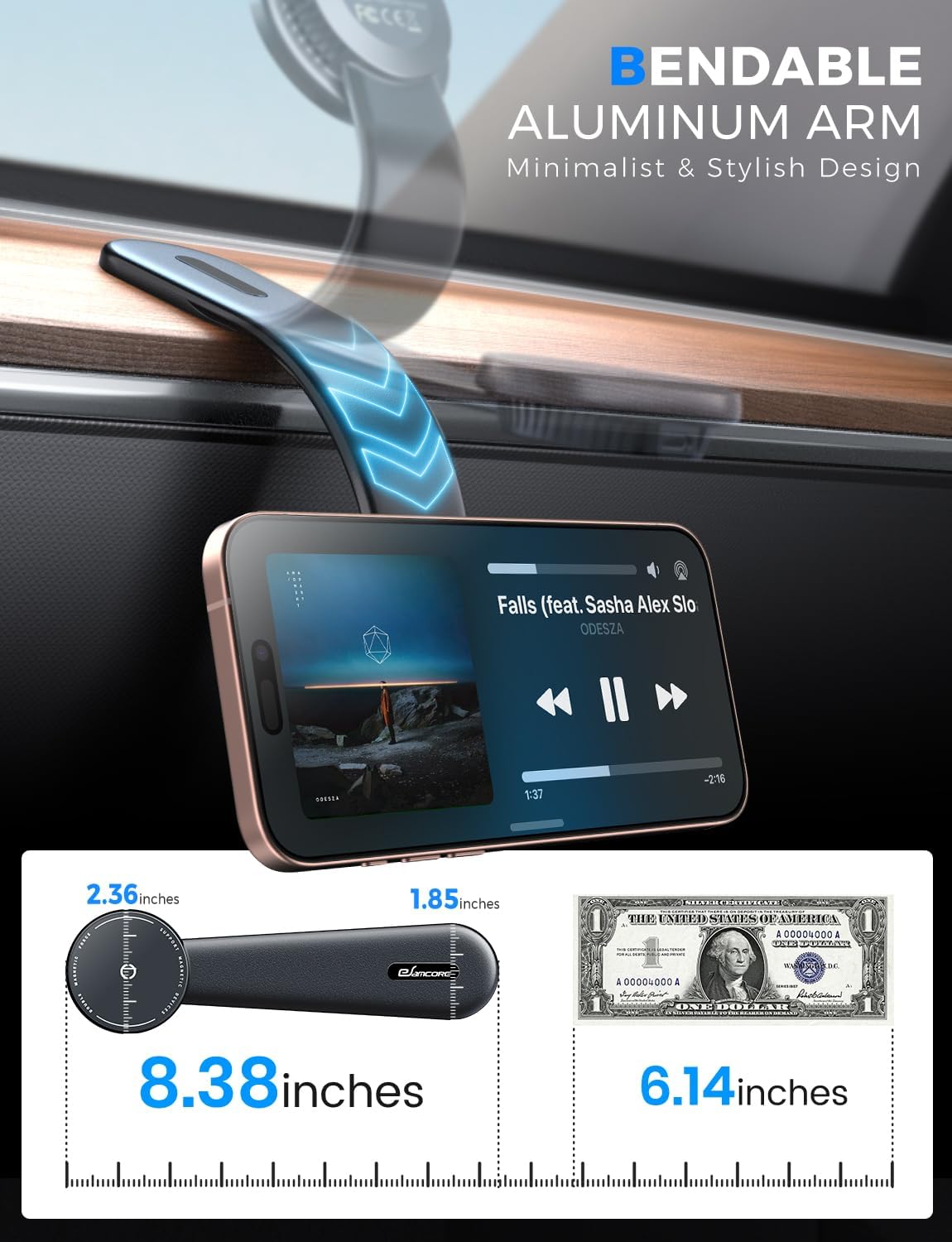 Magsafe Car Mount Charger, Wireless Charging Magnetic Car Phone Holder