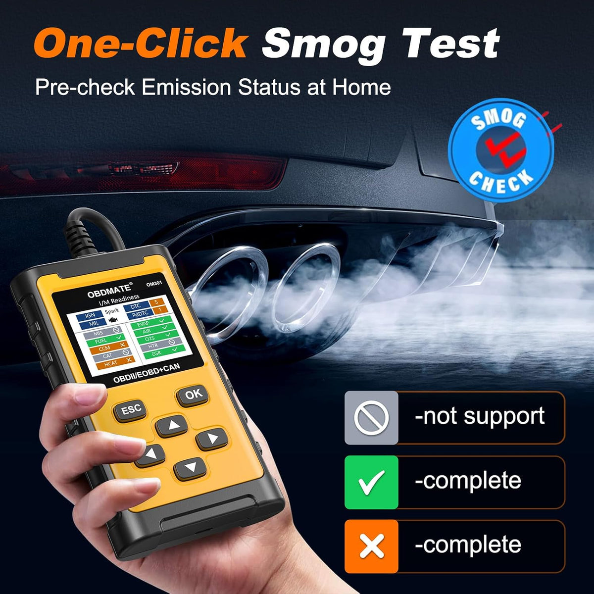 OBD2 Scanner Diagnostic Tool with Battery Test, Read&Clear Codes View Live Data I/M Readiness Freeze Frame, OBDII Check Engine Code Reader for 99% Cars Since 1996