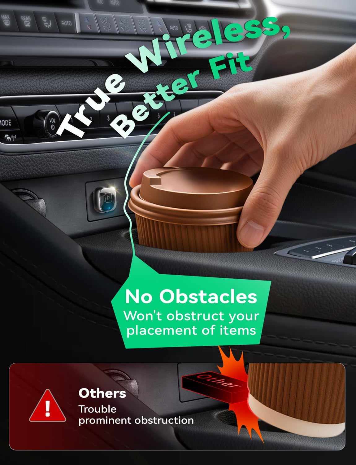 Wireless Carplay & Android Auto Adapter, Metal Design Mini & Stable 2-in-1 Dongle, Convert Vehicle's Wired CarPlay/Android Auto to Wireless, for iOS 10+/Android 11+ & Cars from 2016