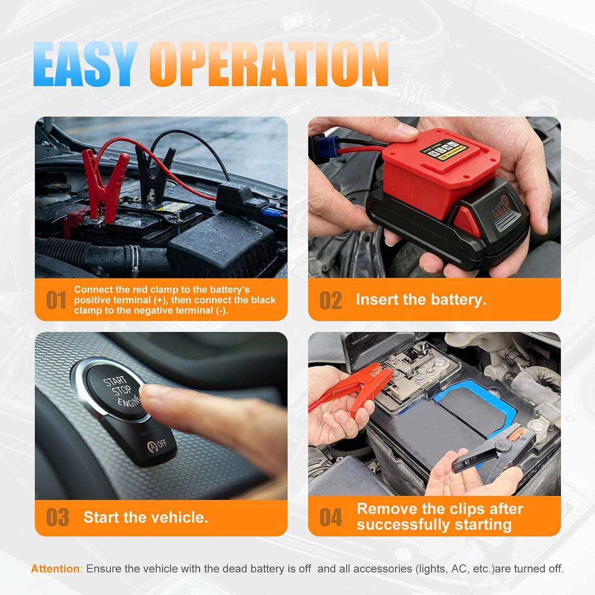 Jumper Cable Adapter for Milwaukee M18 Battery, 10AWG Jump Starter Cable