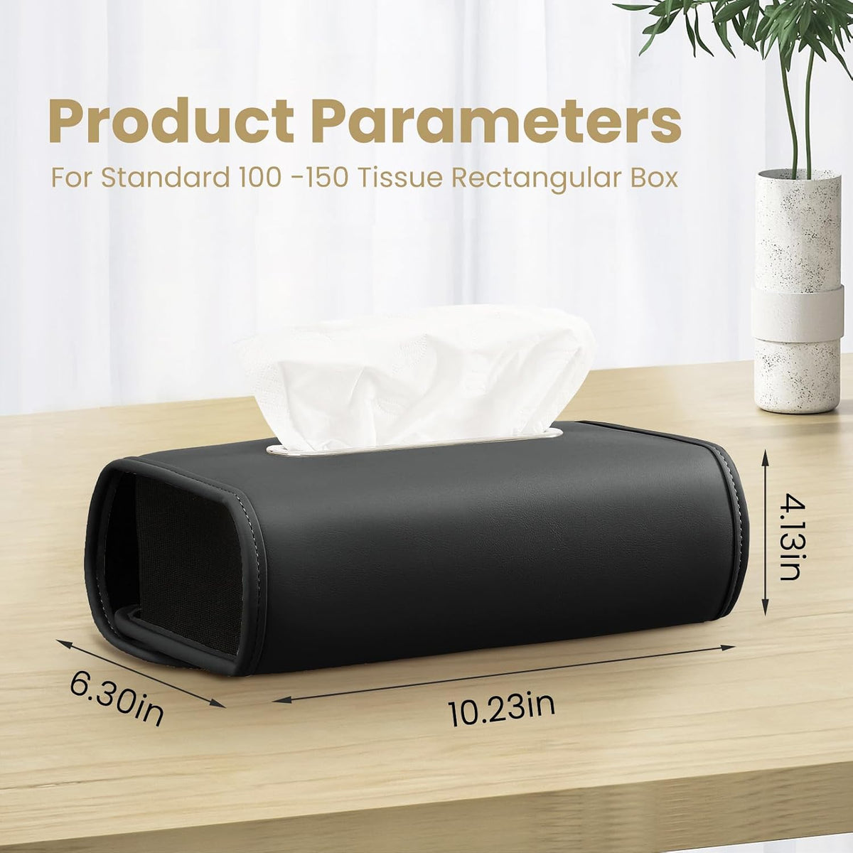 WHHMK Large Car Tissue Holder, Refill Easily Clamshell Opening, Black 1PC