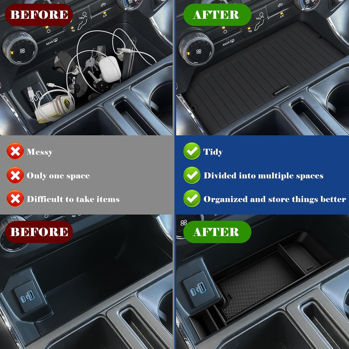 Center Console Compartment Cover Organizer for 2021-2026 Ford F150, 2PCS