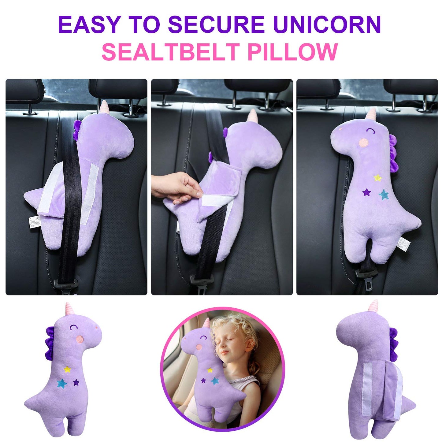 Unicorn Seat Belt Pillow Kids Unicorn Seat Belt Cover, Car Pillow for Kids | Unicorn Seat Belt Cover, Unicorn Seat Belt Pillow Kids Seatbelt Pads, Seatbelt Strap Pillows Children Travel Pillow