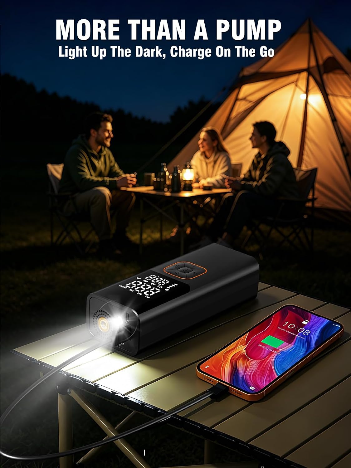 Tire Inflator Portable Air Compressor, 6000mAh Cordless & 12V DC