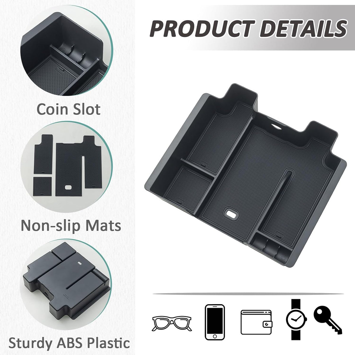 Latest Full Size Tray Compatible with 2019-2022 Chevy Silverado/GMC Sierra 1500 and 2020-2023 Silverado/Sierra 2500HD 3500HD, New Center Console Organizer (Full Console w/Bucket Seats ONLY)