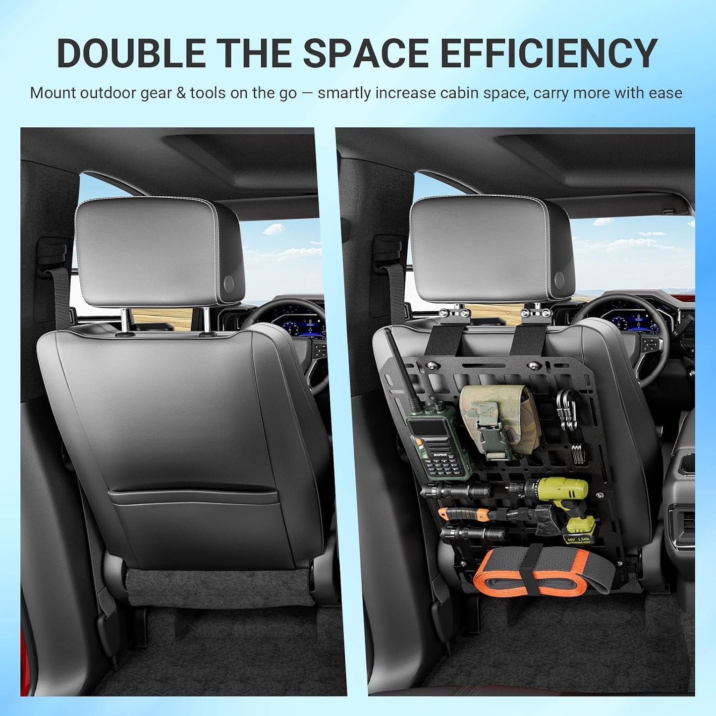 SZYANG 2PCS Seatback Molle Panel Compatible with 2022-2026 Toyota Tundra Seatback Organizers for 1 Seat Tactical Truck Organizer Replacement for 2022-2026 Toyota Tundra Accessories