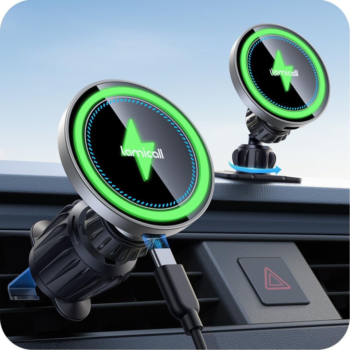 Lamicall 15W for MagSafe Car Mount Charger Vent Dashboard 360° for iPhone