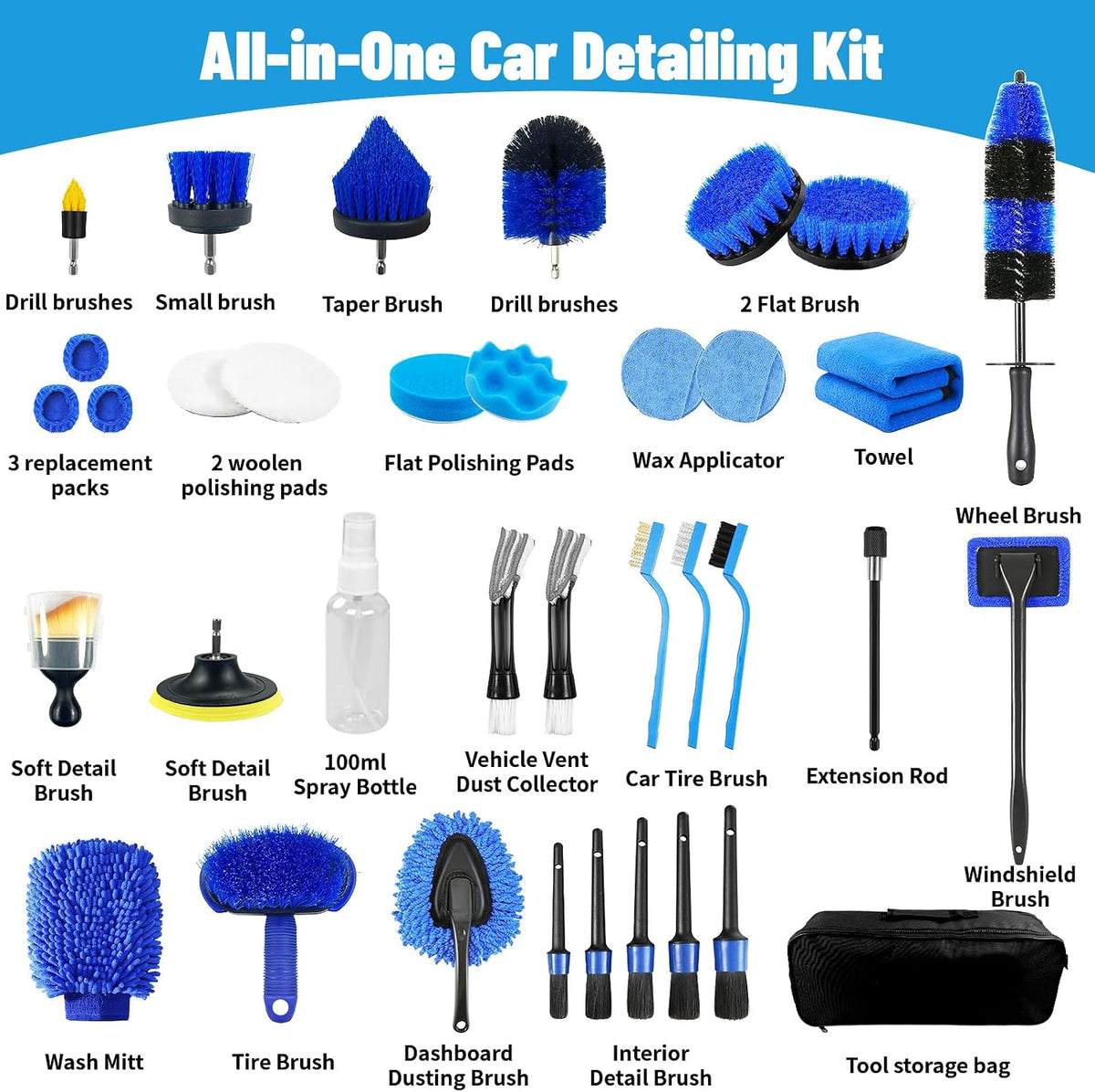 Car Detailing Kit,36pcs Car Detailing Brush Set,Car Cleaning Kit Detail Kit