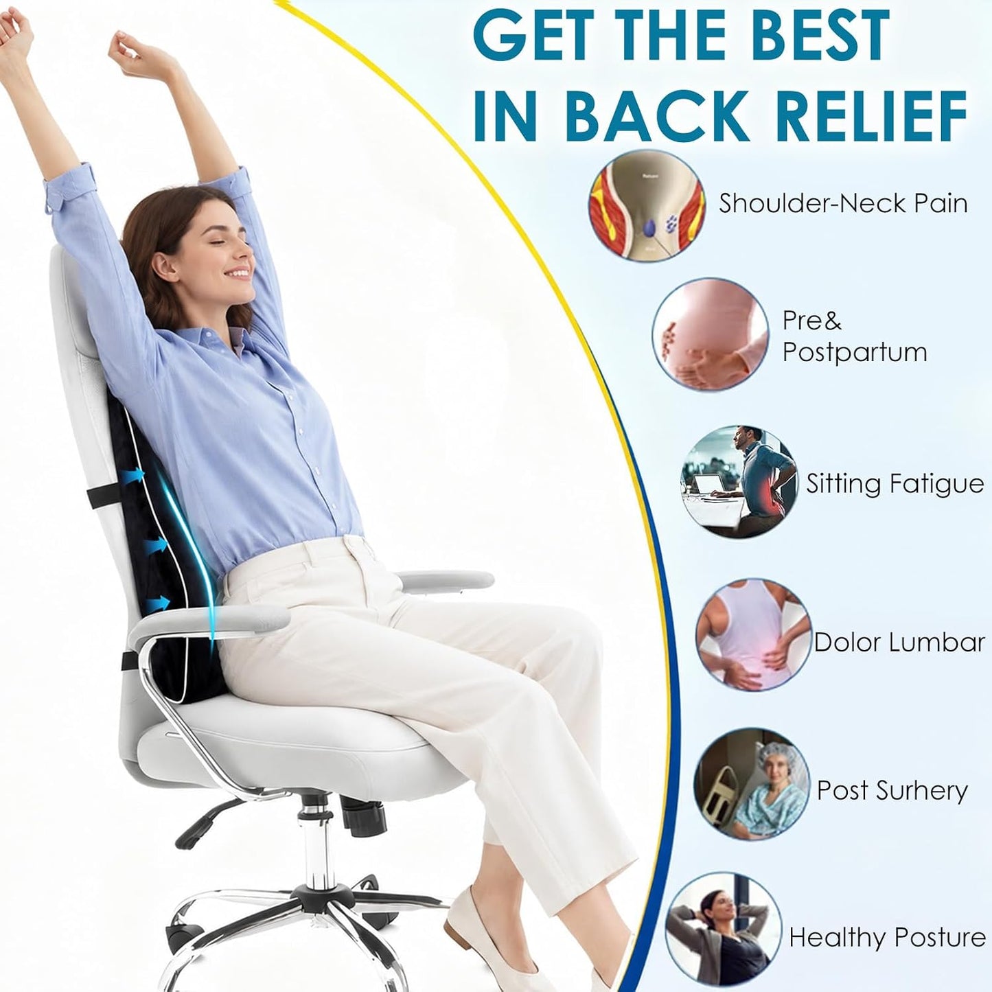 Niceeday Lumbar Support Pillow for Office Chair Car Back Support Pillow, Memory Foam Gaming Chair Desk Chair Back Cushion for Lower Back Pain Relief, Ergonomic Back Rest,Office Home Essentials