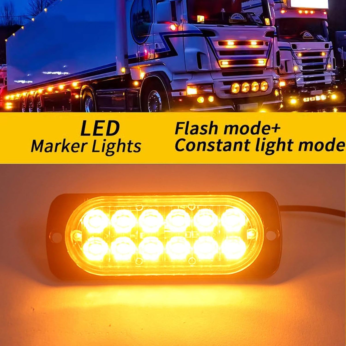 8-Pack 12 LED Vehicles Trucks Emergency Strobe Lights Kit, 12-24V Light