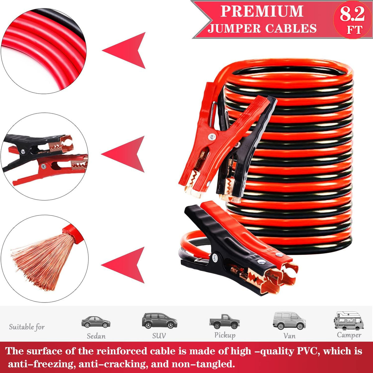 Car Emergency Kits for Vehicles with Jumper Cables Automotive Safety Kits