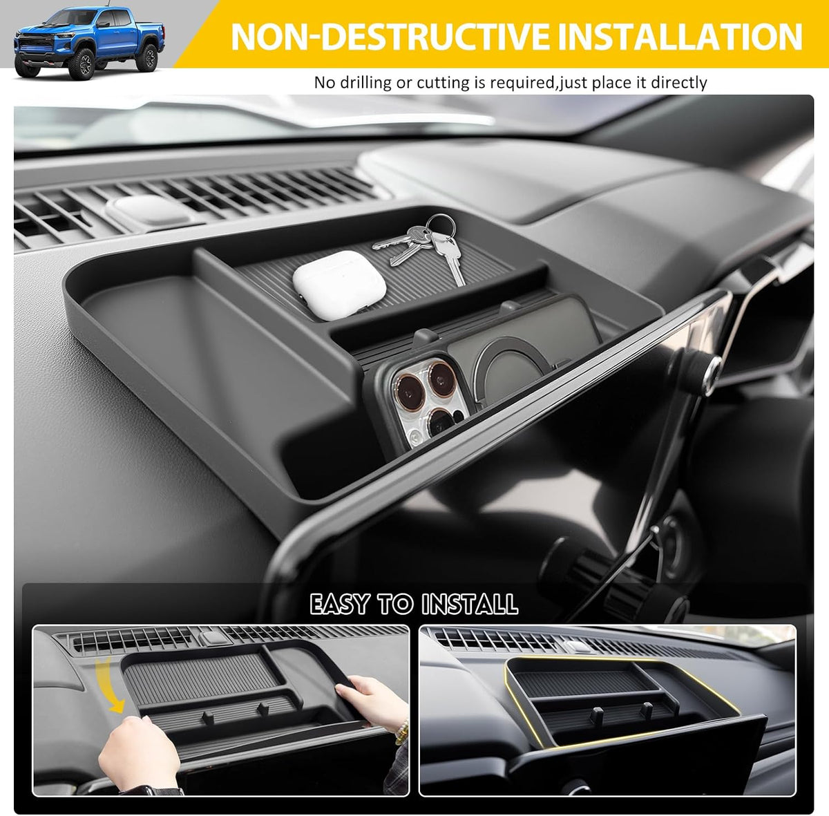 Center Console Organizer for 2023-2025 Chevy Chevrolet Colorado/GMC Canyon Dashboard Insert Tray Dash Storage Box for 2023 2024 2025 Colorado/Canyon Accessories