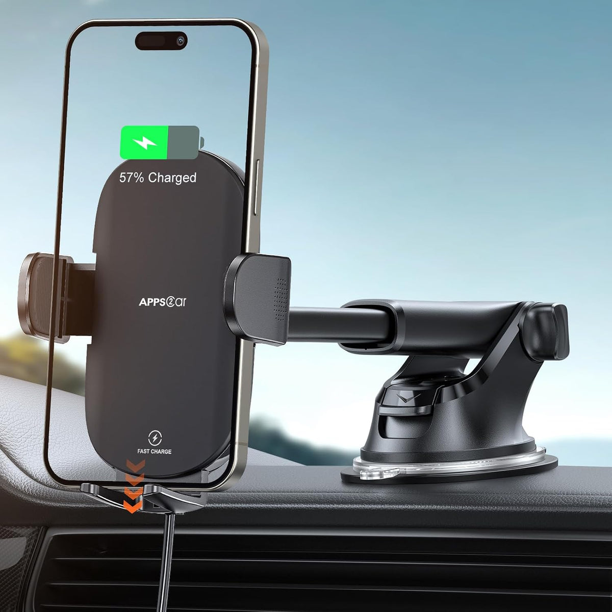 APPS2Car Car Phone Holder Military-Grade Suction Cup Dashboard Windshield
