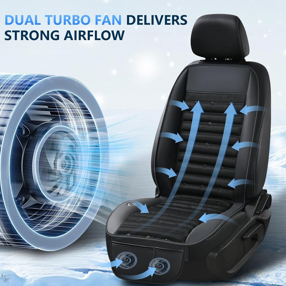 FLORICH Cooling Car Seat Cover Ventilated Seat Cushion with 2 Powerful Turbo Fans 3-Speed Adjustable 12V-24V Cooling Car Seat Pad for Summer Driving Universal Fit for Car SUV Truck Van
