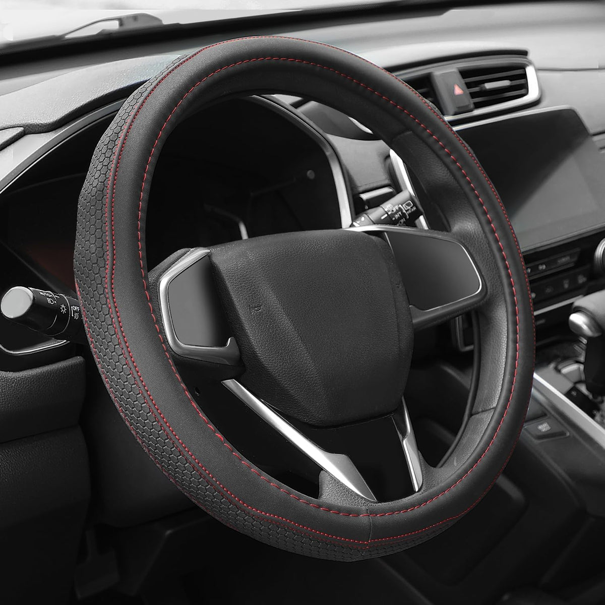 Auto Dynasty Leather Car Steering Wheel Cover Universal 14.5-15 Inch