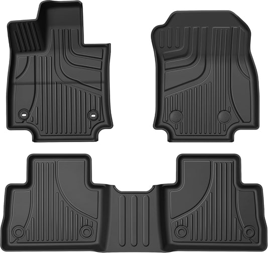 Floor Mats for Toyota RAV4 2019-2025 (Not for Hybrid or 2026) 1st & 2nd Row | Custom Fit. All-weather Protection. Easy to Clean. Waterproof. Odorless. Heavy Duty. Black.
