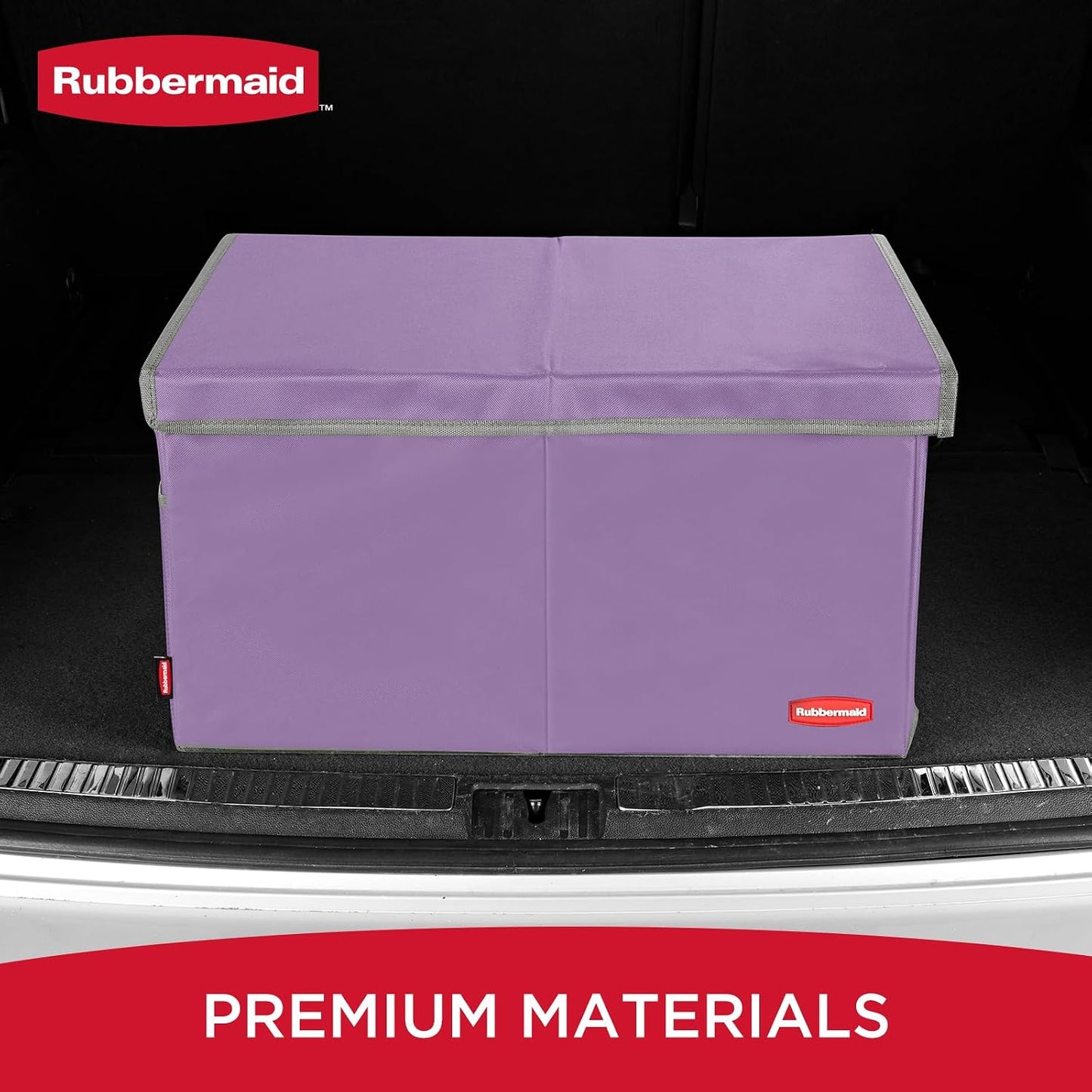 Rubbermaid Car Organizer, Collapsible Trunk Organizer, Multi-Compartment Car Storage Organization for Car Accessories, 2 Compartments With Cover, 21.65"*14.17"*12.2" - Purple