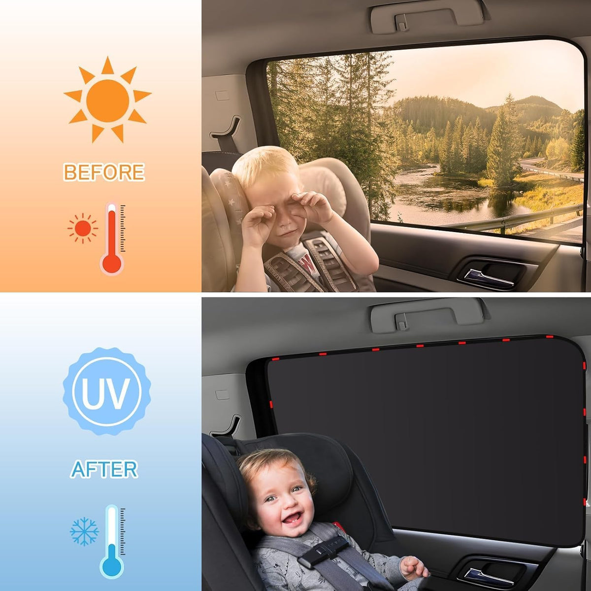 ZATOOTO 4 Pack Car Privacy Curtains, Full Blackout Car Window Shades, Universal Fit for Most Cars, Great for Travel, Camp, Privacy
