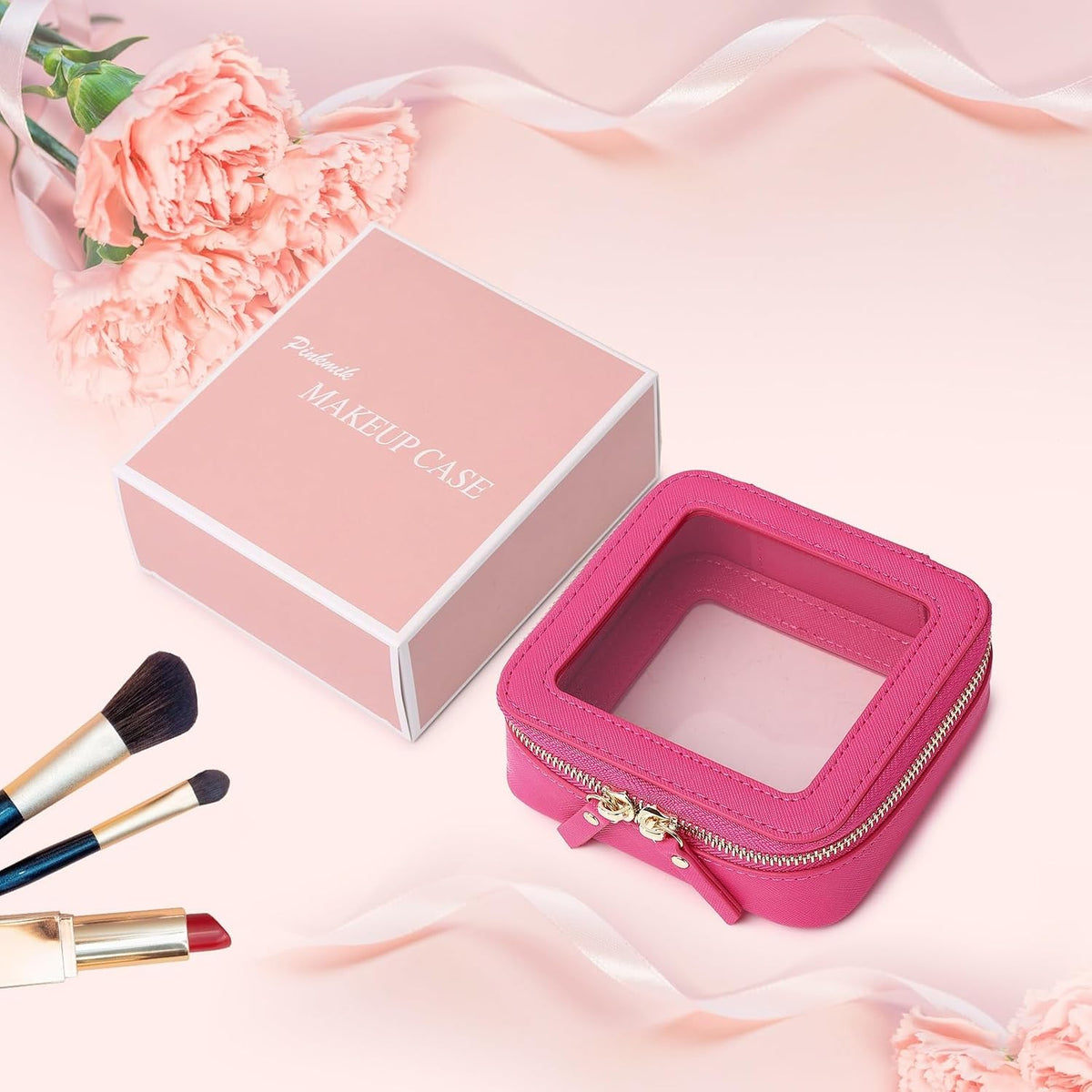 Pinkmik Small Clear Mini Makeup Bag, Fuxia, MINI-1