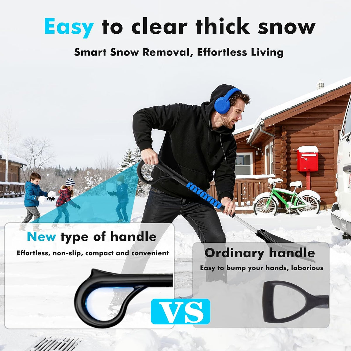 7 in 1 Snow Shovel & Snow Brush Kit with Ice Scrapers for Car Windshield,62.2” Extendable & Bendable Thicken Aluminum Tube for Easy Roof Cleaning,180° Pivoting Brush Head & EVA Grip,Blue
