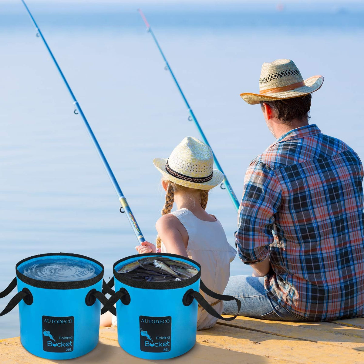 2 Pack Collapsible Bucket 5 Gallon Container Folding Water Bucket Portable Wash Basin for Outdoor Travelling Camping Fishing Gardening Car Washing 20L