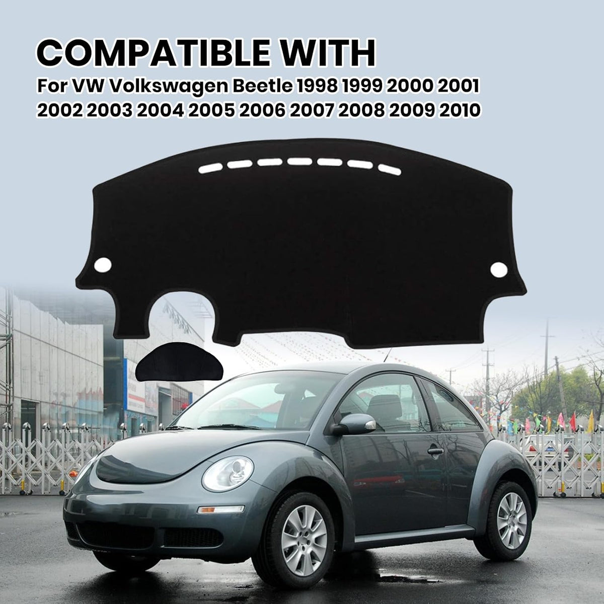 Dashboard Cover Dash Cover Mat Pad DashMat for 1998-2010 VW Volkswagen Beetle (Black Edge)