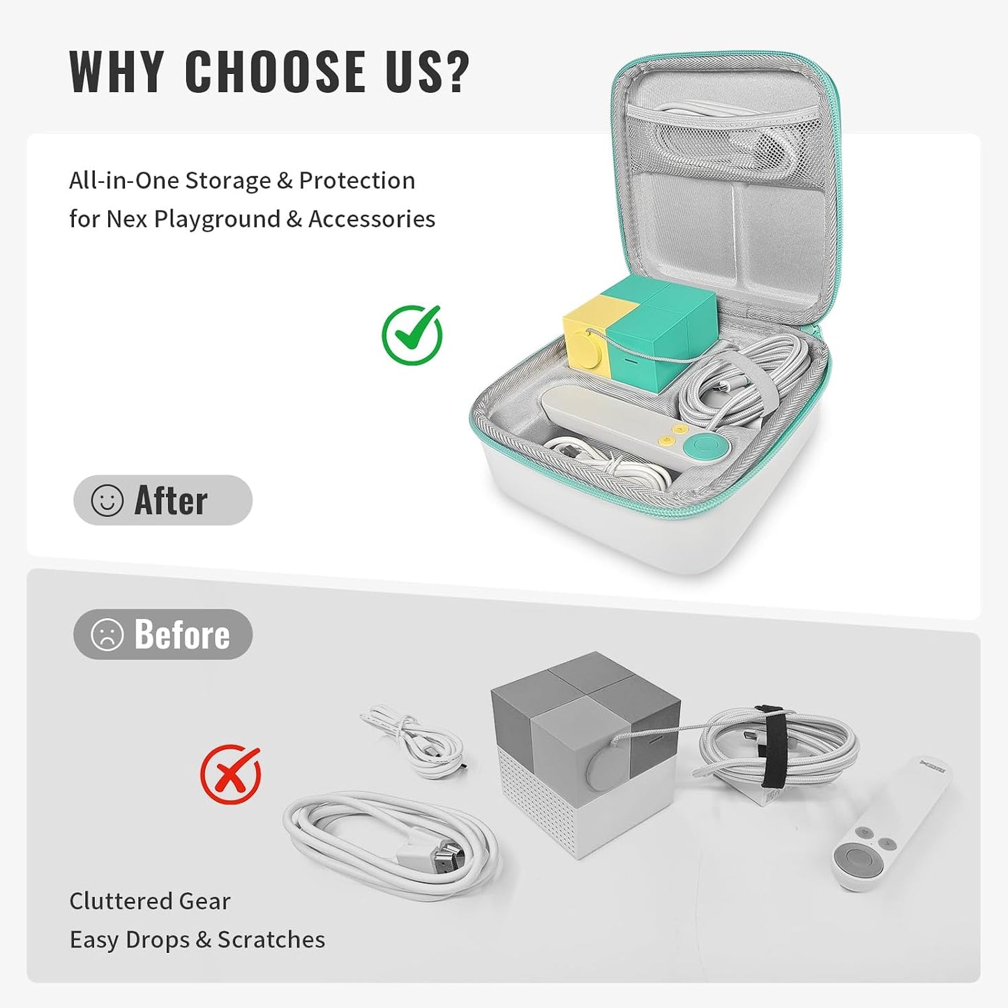 Travel Carry Case Compatible with Nex Playground Game System,Lithtweight Hard Shel lPortable Storage for Indoor Family Game Console HDMI & Power Cord, Remote