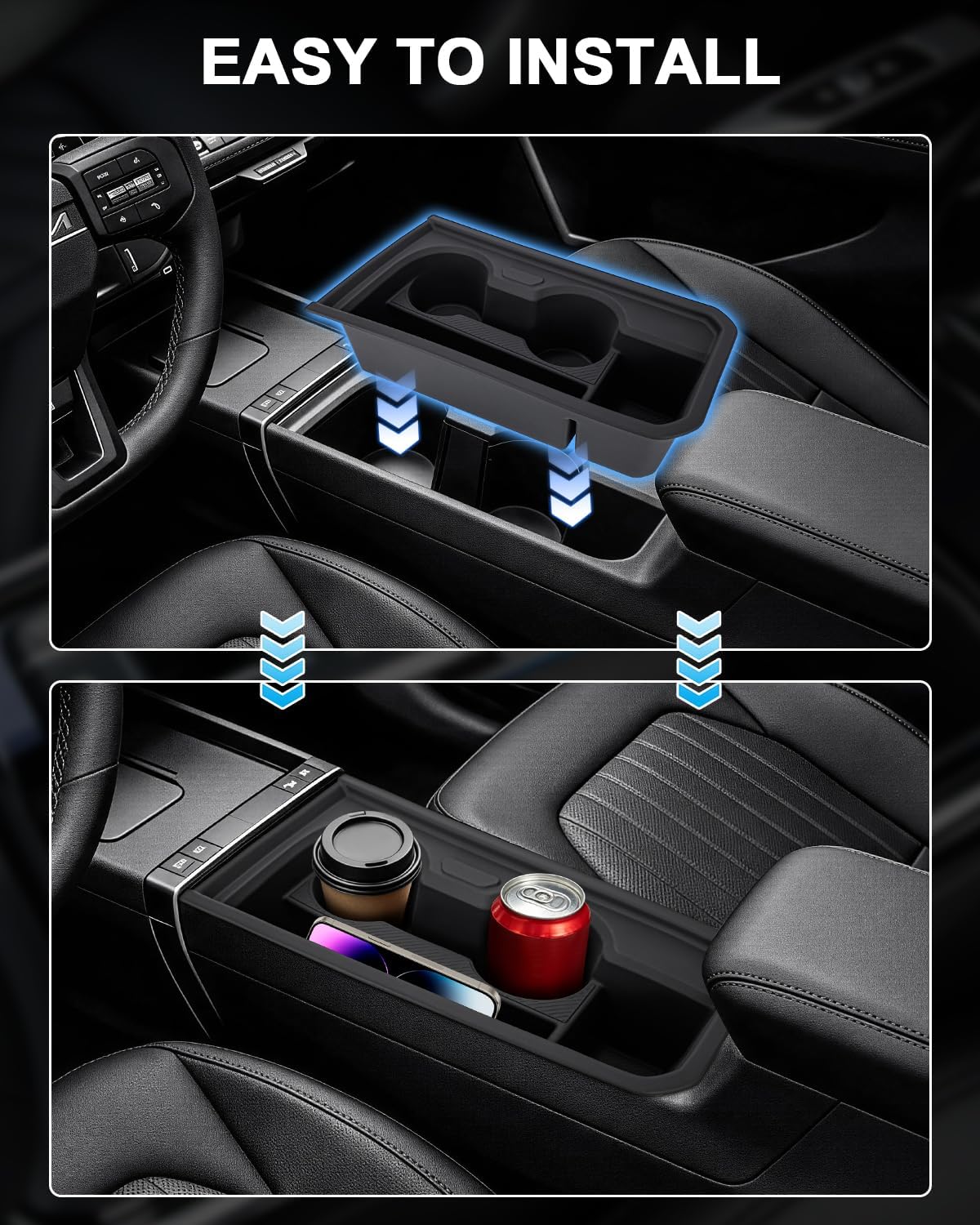 Cup Holder Inserts for Kia Seltos HEV 2027 Center Console Organizer