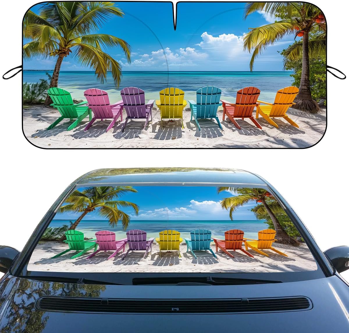 Funny Cat Car Windshield Sun Shade Cute Driving Animals Heatshield Front Window Car Sun Shade Windshield Blocks UV Rays Sun Visor Protector for Car Sedan Truck SUV Accessories 59" L x 31.5" W
