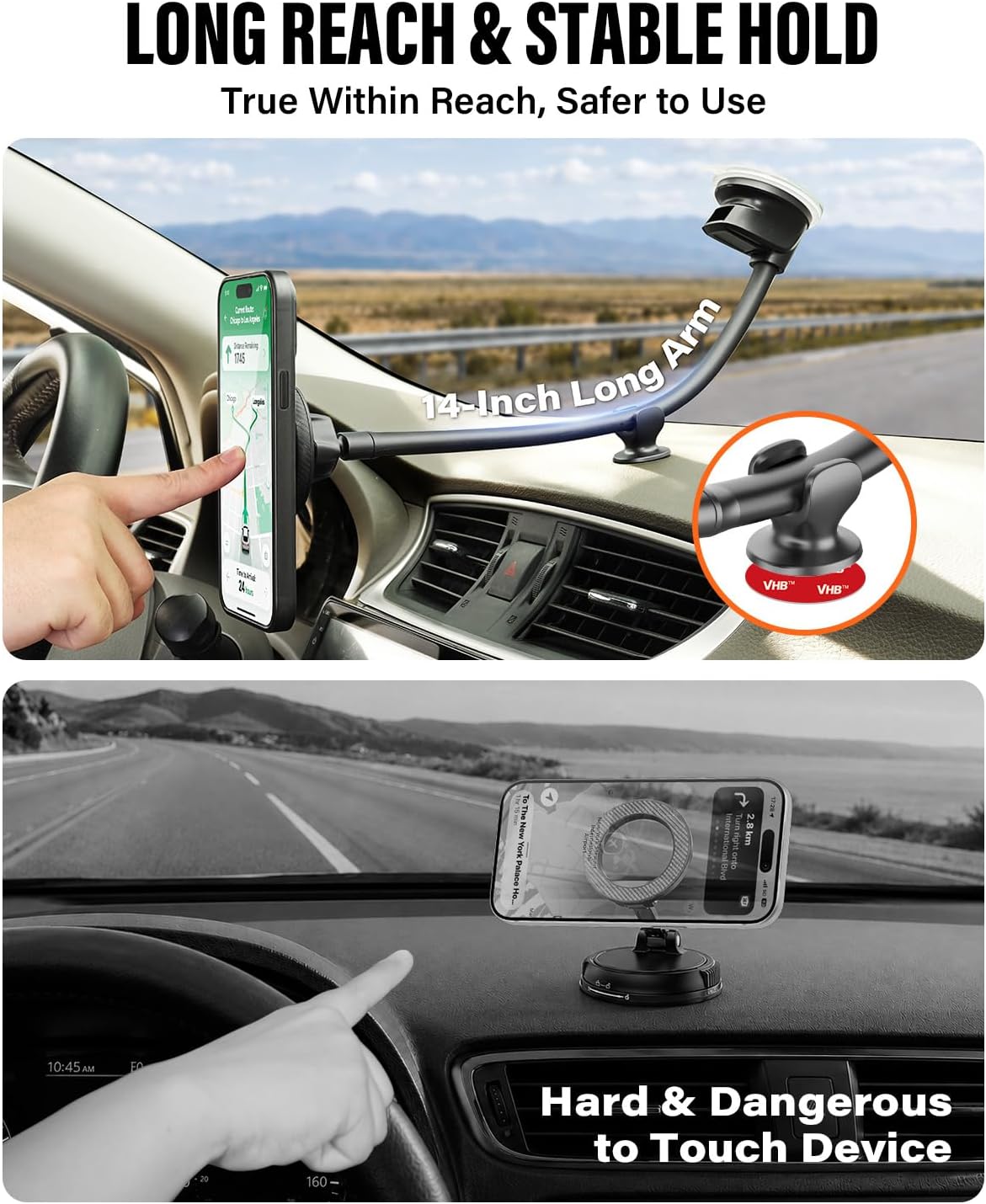 APPS2Car Cell Phone Car Mount for MagSafe, 14'' Windshield Phone Mount