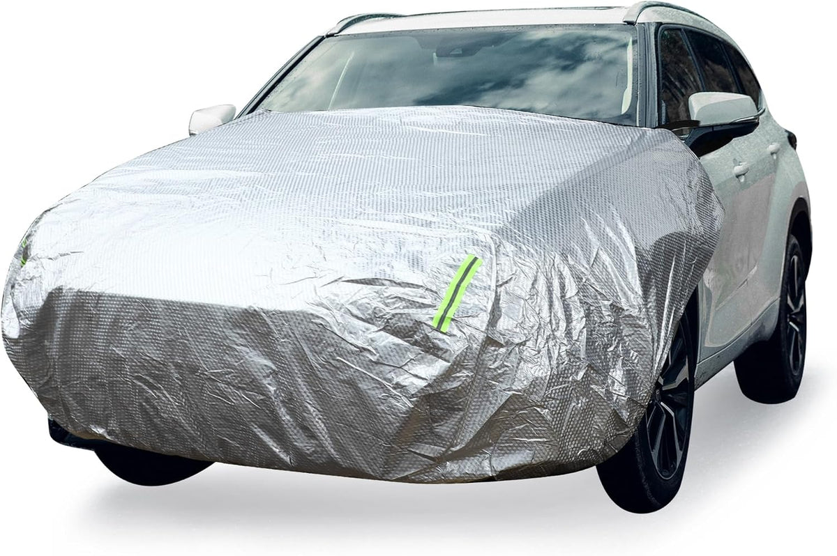 Car Windshield Cover with Reflective Straps Silver Tone 79" x 41"