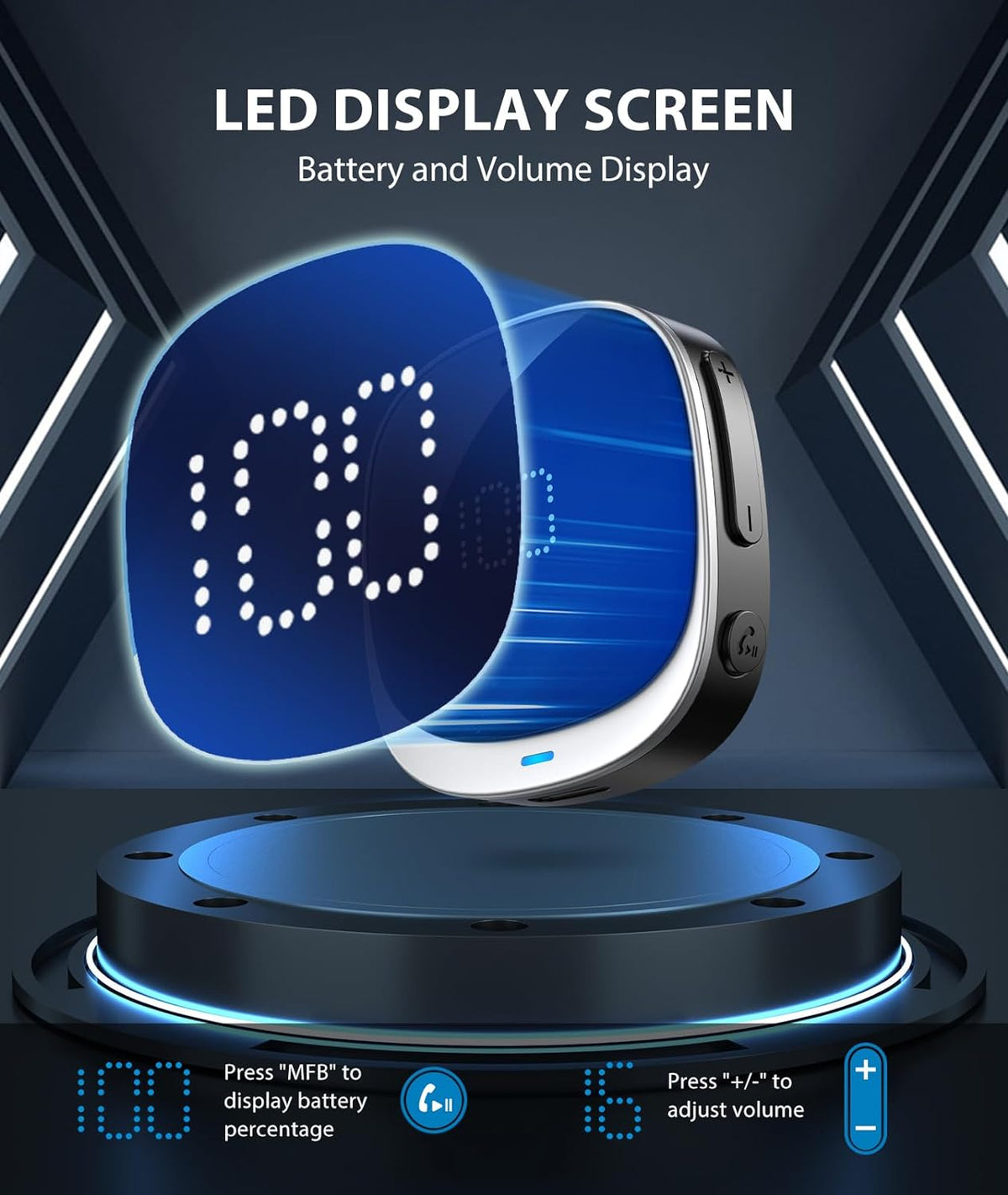 COMSOON AUX Bluetooth Adapter for Car, [LED Screen] Bluetooth 5.3 Receiver
