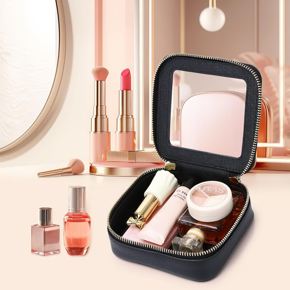 Pinkmik Mini Clear Makeup Bag, Black, MINI-1