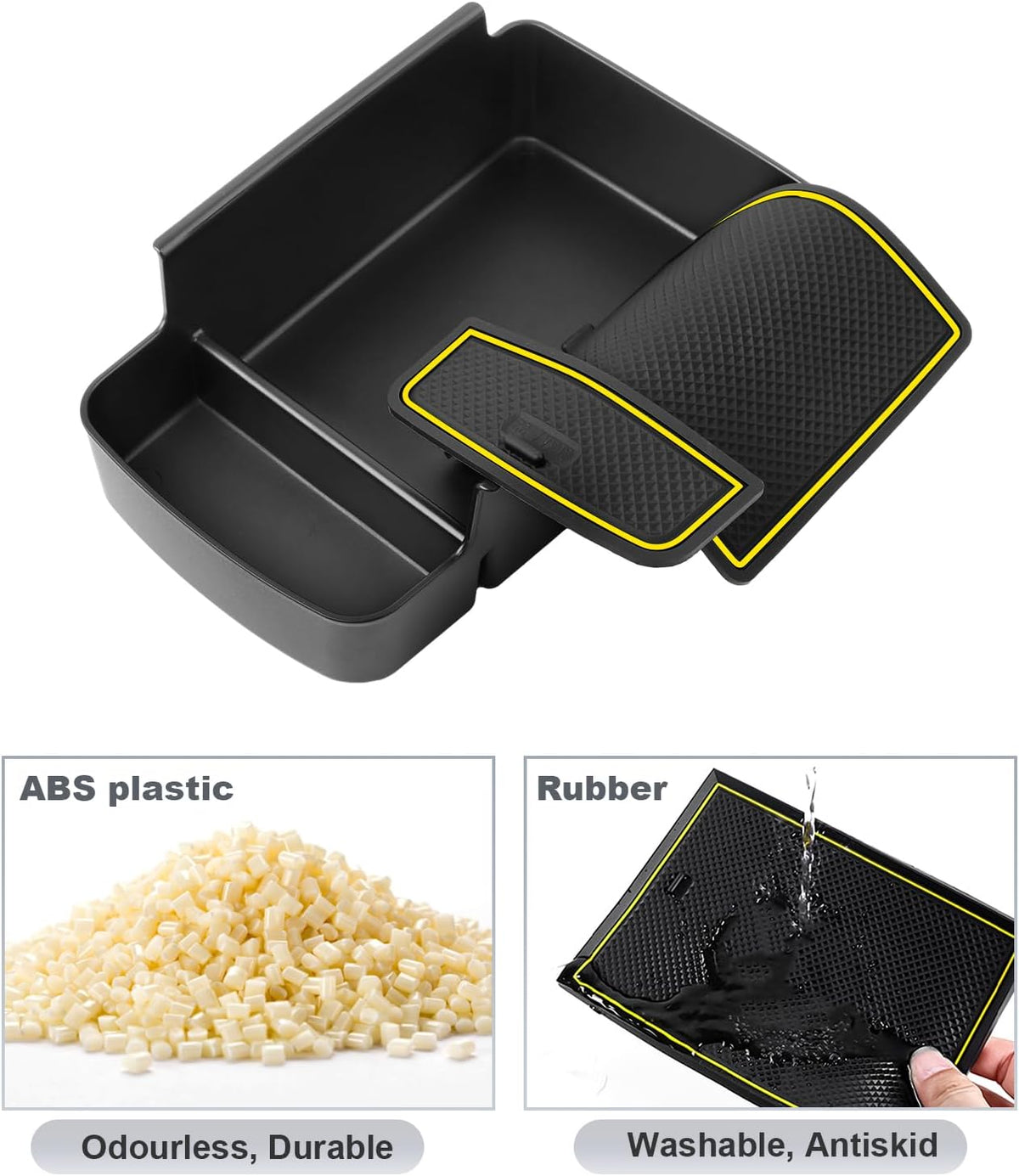 SKTU for 2024 2025 2026 Buick Envista Accessories Center Console Organizer 2024 2025 2026 Envista Console Tray 2024 2025 2026 Envista Armrest Box Envista Tray with Sunglasses Holder (Yellow)