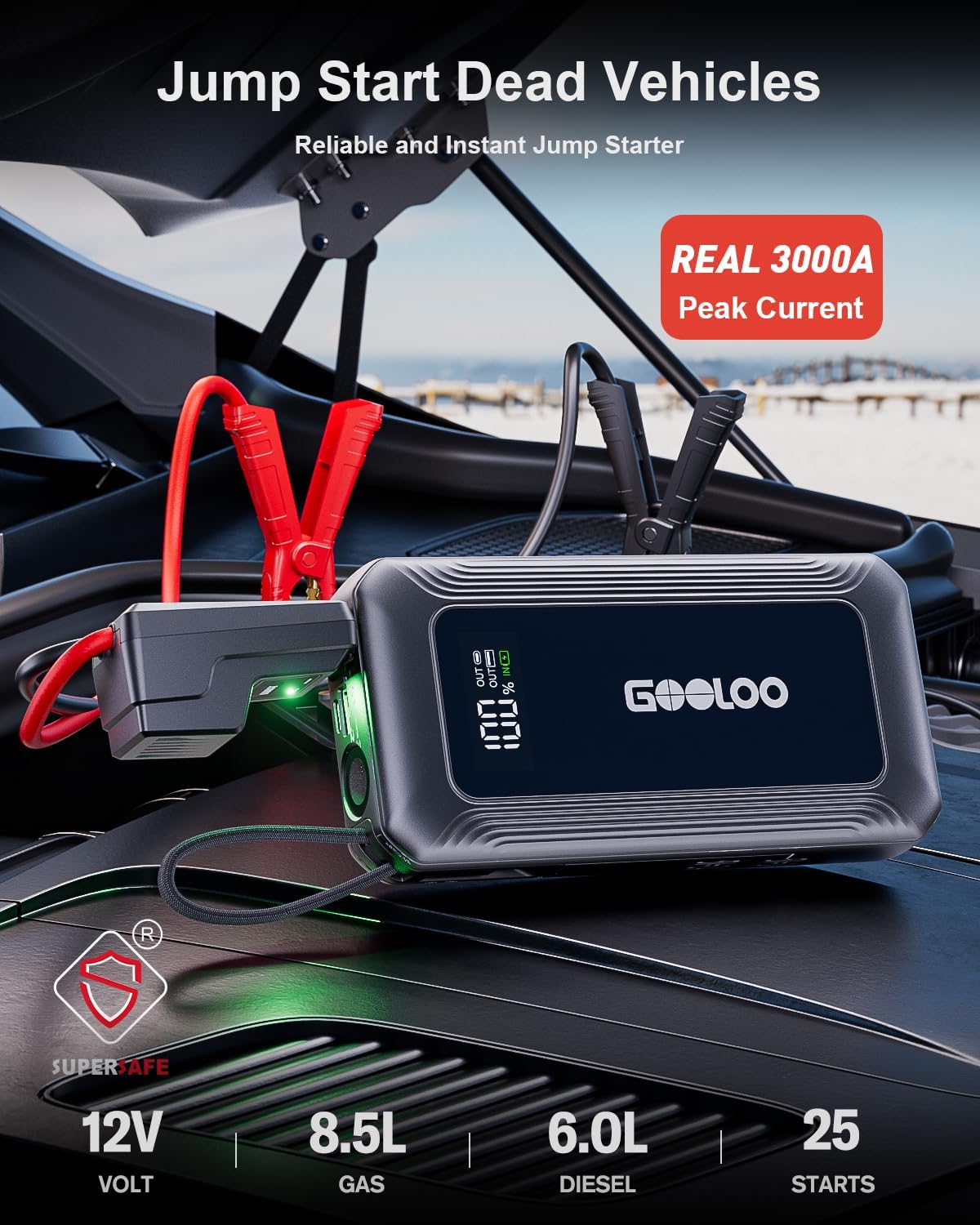GOOLOO GT4000S Jump Starter & GOOLOO G7 3000A Jump Starter with Built-in Cable