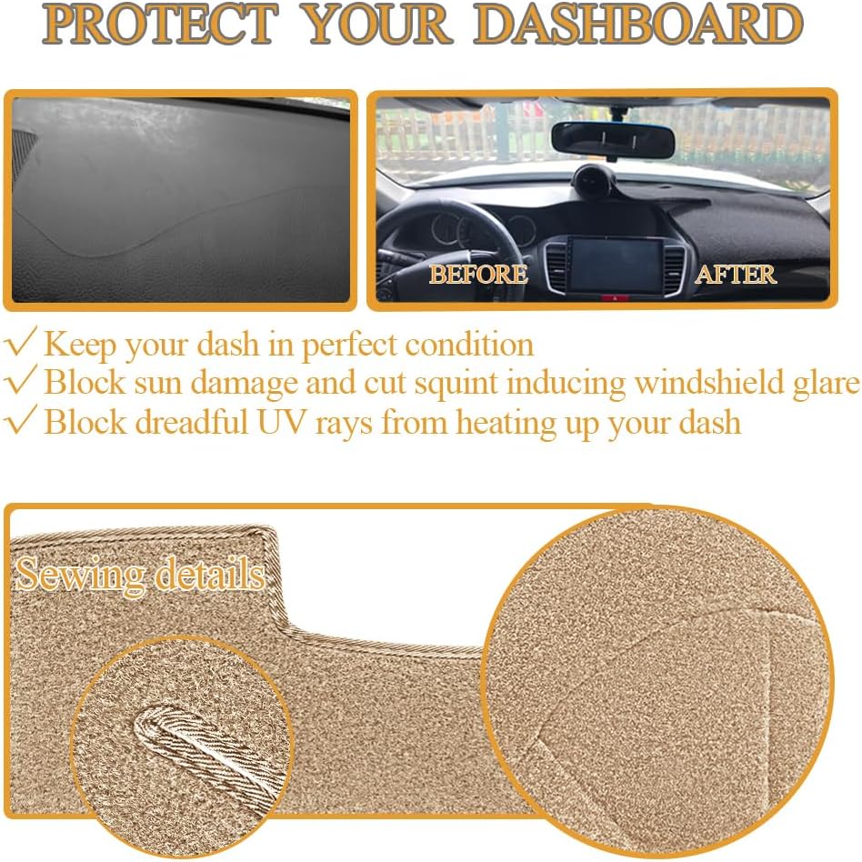 Yiz Dash Cover Mat Custom Fit for Toyota Corolla 1998-2002 (Beige) J255