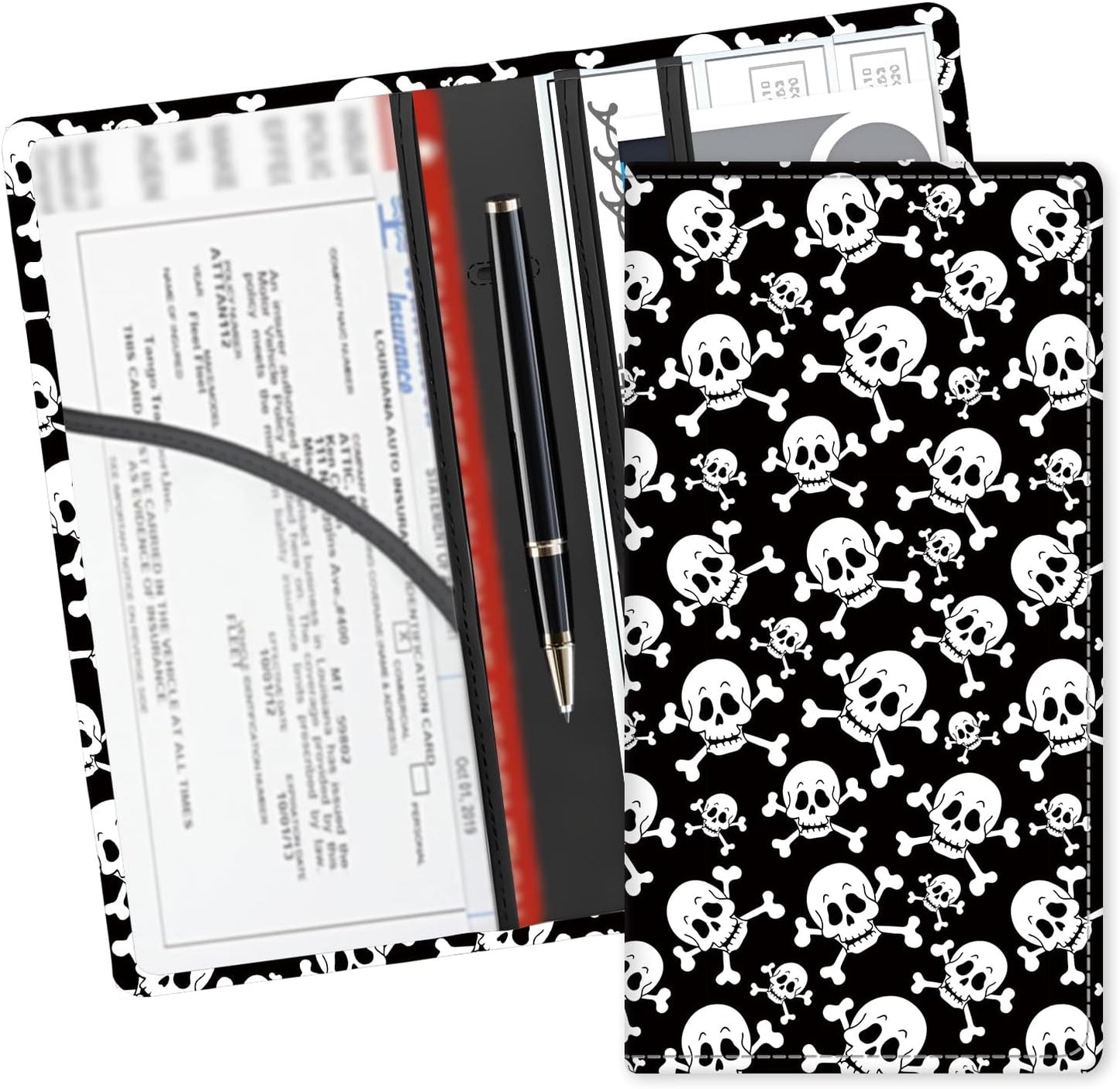Leather Car Registration and Insurance Card Holder, Cute Car Accessories Vehicle Glove Box Car Organizer for Documents, Cards, License Colorful Cute Flowers